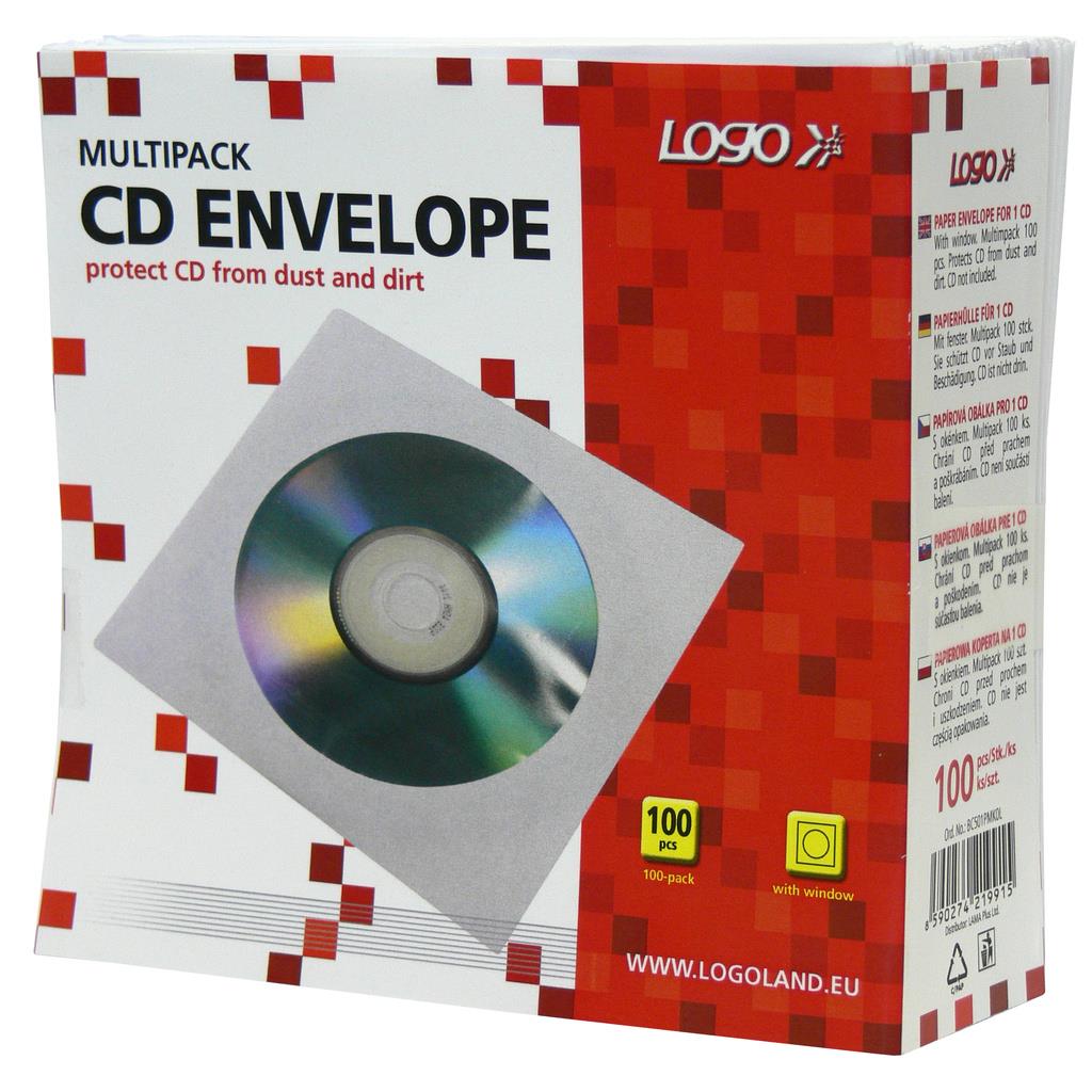 Obálky na CD / DVD - bílé s okénkem / 100 ks