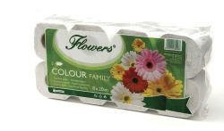 Toaletní papír Flowers Rodinné balení  -  8 roliček / bílá