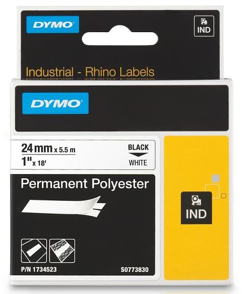 DYMO permanentní polyesterová páska RHINO D1 24 mm x 5,5 m, černá na bílé, S0773830