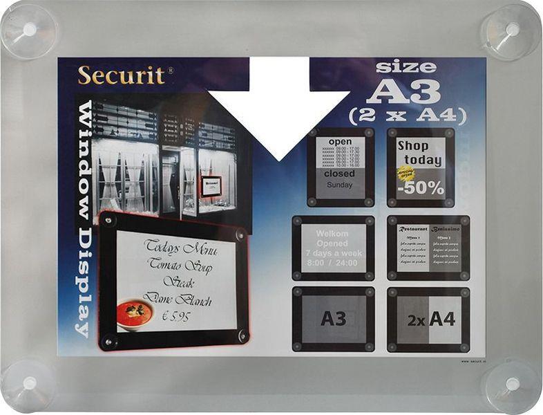 Securit Informační rámeček na sklo A4, šedý